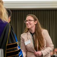 receiving award from president